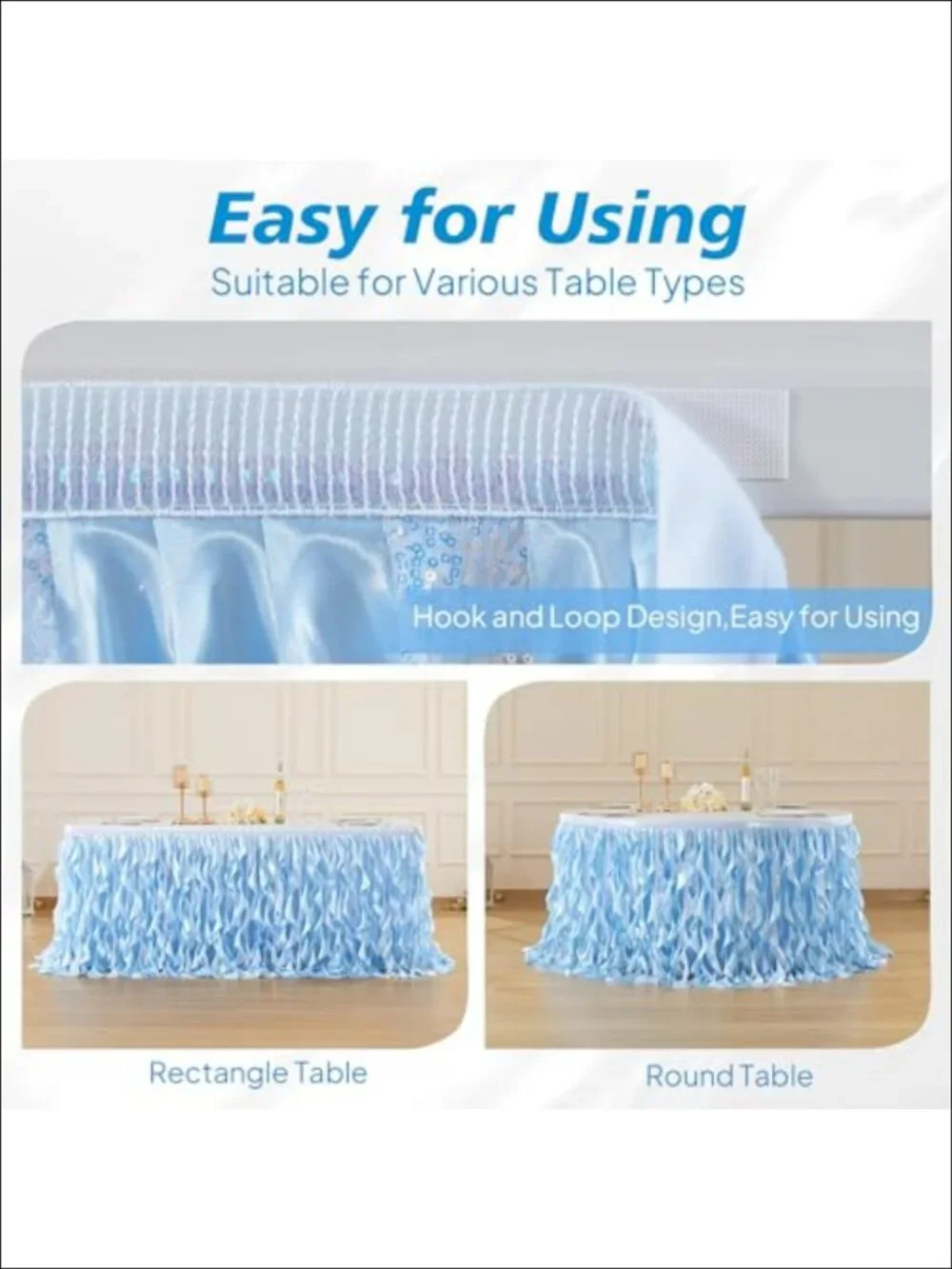 Sequin Table Skirt 9ft Fringe Tutu for Rectangle Tables